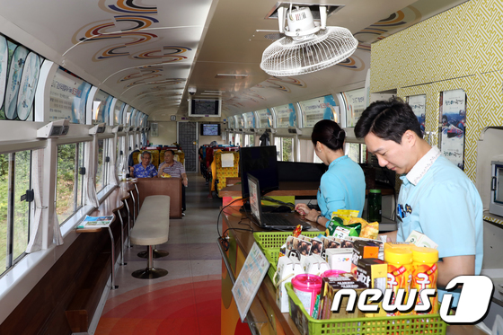 기차 여행을 즐기는 모습.  뉴스1DB © News1