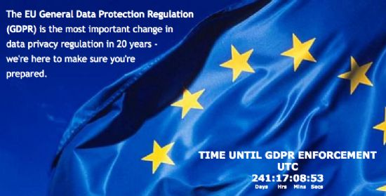 유럽연합은 내년 5월 GDPR 시행을 앞두고 있다. GDPR 홈페이지에는 시행일까지 카운트다운을 하고 있다.