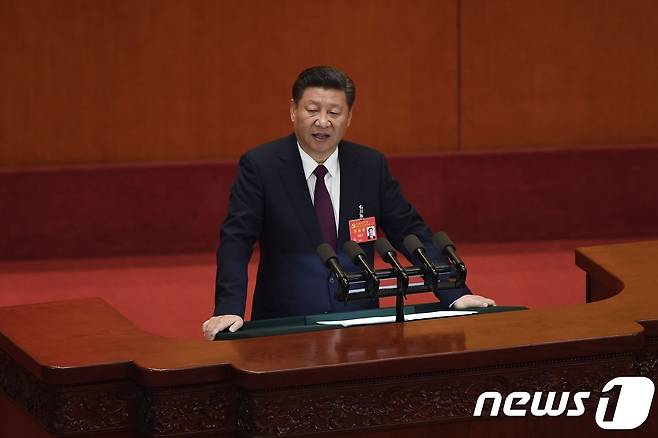시진핑 주석이 장장 3시간 반에 걸친 개막연설을 하고 있다. © AFP=뉴스1 © News1