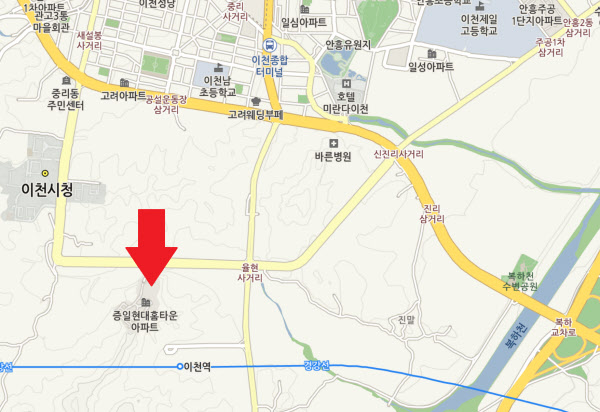 경기도 이천시 증일동 증일현대홈타운아파트 위치. /네이버 지도 캡처