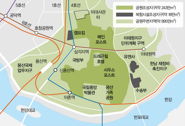각종 개발 계획이 집중되고 있는 서울 용산 일대. /알에이치코리아 제공
