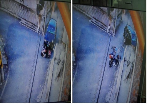 사고 순간(좌)과 도주 장면(우) 촬영된 CCTV 영상 [옥천경찰서 제공=연합뉴스]