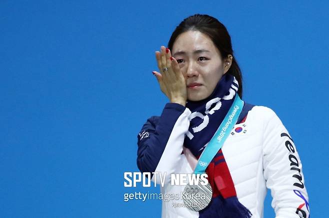 ▲ 2018년 평창 동계 올림픽 스피드스케이팅 여자 500m에서 은메달을 딴 이상화가 눈물을 흘리고 있다. ⓒ GettyIimages