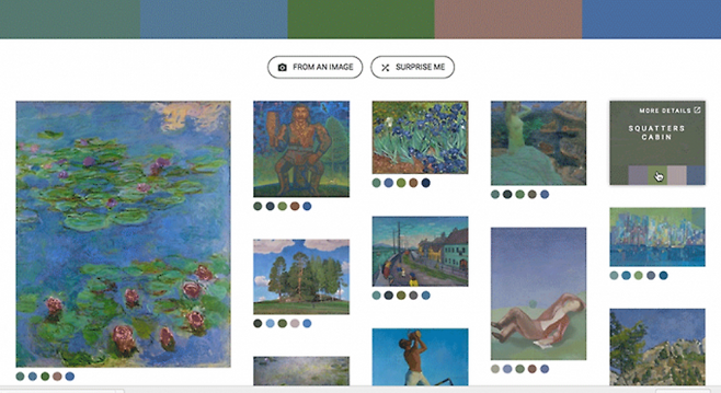 고흐의 붓꽃(위)과 모네의 수련(아래) - 화면 캡처