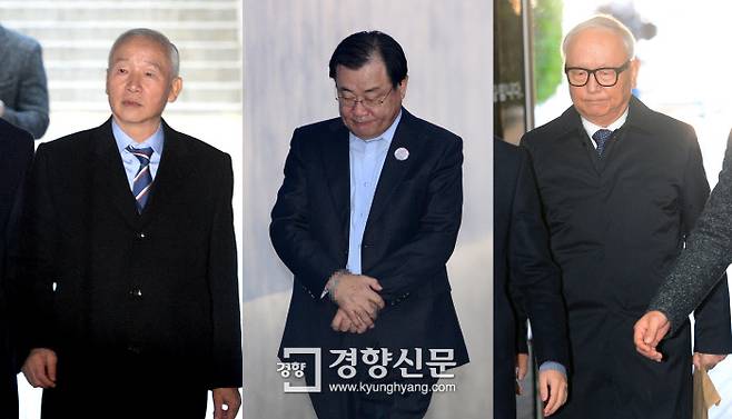 왼쪽부터 남재준·이병기·이병호 전 국정원장. 경향신문 자료사진