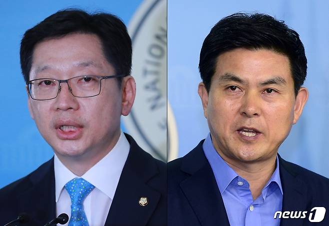 왼쪽부터 김경수 현 의원, 김태호 전 의원 © News1