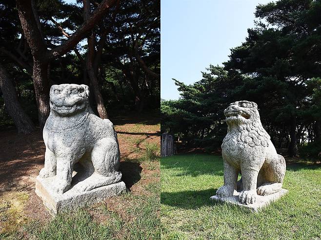 왕릉의 사방에서 각자 다른 자세와 표정으로 무덤을 지키고 있는데, 무섭기보다는 귀여운 모습이다. ⓒ홍윤호