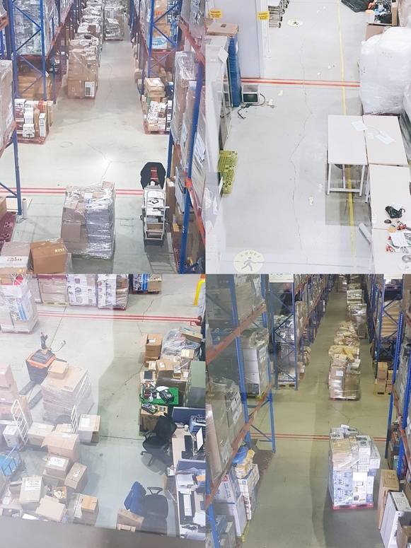 쿠팡 덕평물류센터 1층 바닥 곳곳에서 발견할 수 있는 균열들. /김지현 인턴기자