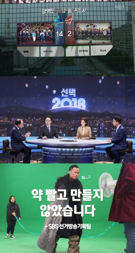 지상파 3사 개표방송(사진=KBS, MBC, SBS)