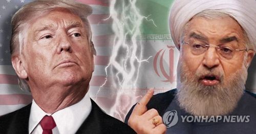 도널드 트럼프 미 대통령과 하산 로하니 이란 대통령[제작 정연주] 사진합성(APF)