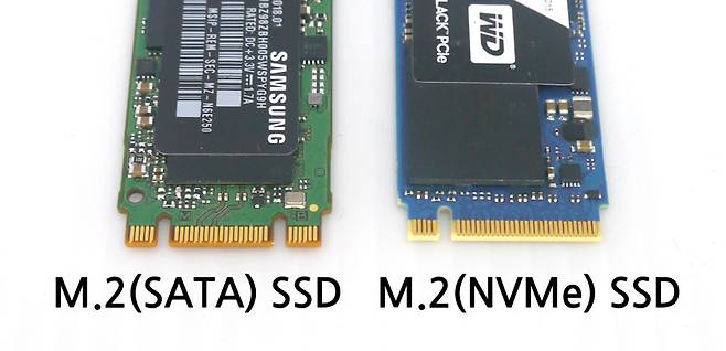 M.2(SATA) SSD와 M.2(NVMe) SSD는 커넥터의 홈 위치가 약간 다르다