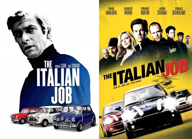 (좌) 1969년 '이탈리안 잡' 블루레이 커버 (우) 2003년 '이탈리안 잡' 포스터