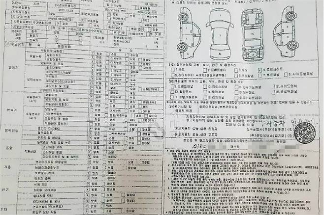 자동차 성능점검기록부 과거서식. 사진=소비자원 제공