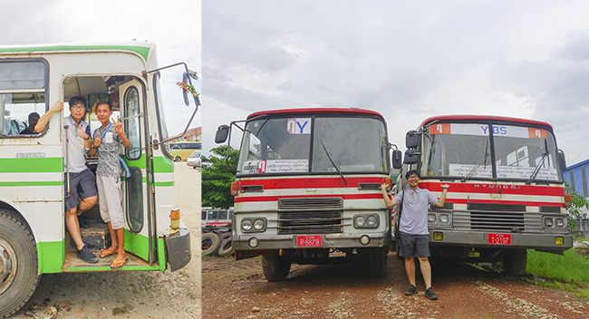 이종원씨가 미얀마에서 만난 현대 86년식 RB520L 버스(왼쪽)와 한국으로 들여온 81년식 새한대우 BF101, 84년식 현대 FB485 버스 /사진=이종원씨 제공