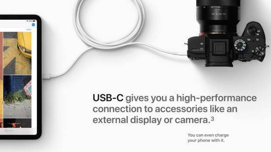 별도 액세서리 없이 카메라의 사진과 동영상을 바로 아이패드 프로로 옮길 수 있다. (사진=애플)