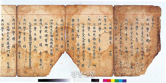 조선 중기 과거급제자의 명단. 과거급제는 하늘의 별따기처럼 어려웠다. 과거는 보통 5살 때부터 시작했다. 과거급제의 평균나이는 대략 35살 안팎이었다. 30년을 줄기차게 공부해야 성공할 수 있었다.