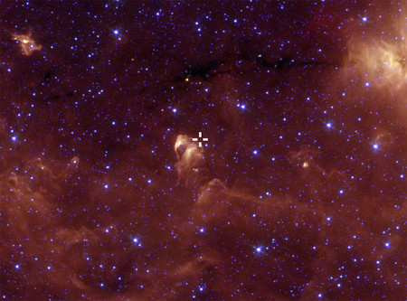 스피처 망원경이 포착한 화살자리의 가이아 17bpi(중앙) [NASA/JPL-Caltech/M.쿤 제공]