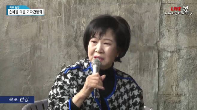 무소속 손혜원 의원. 유튜브 방송 갈무리