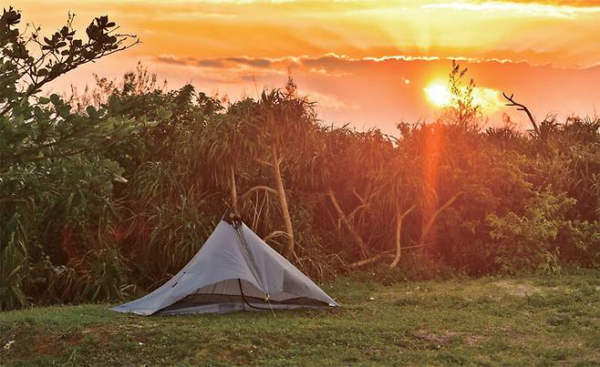 유리가하마 캠핑장의 석양