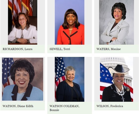 과거 미국 흑인 여성 정치인들의 모습. 아프로헤어나 레게머리를 한 의원을 찾아보기 어렵다. [사진 하원 역사 아카이브]