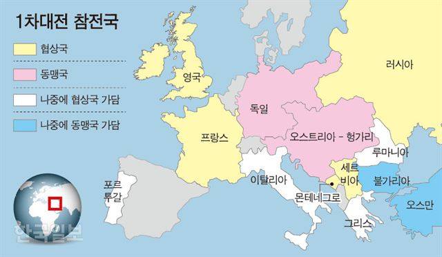 1차대전 참전국 그래픽 = 강준구 기자