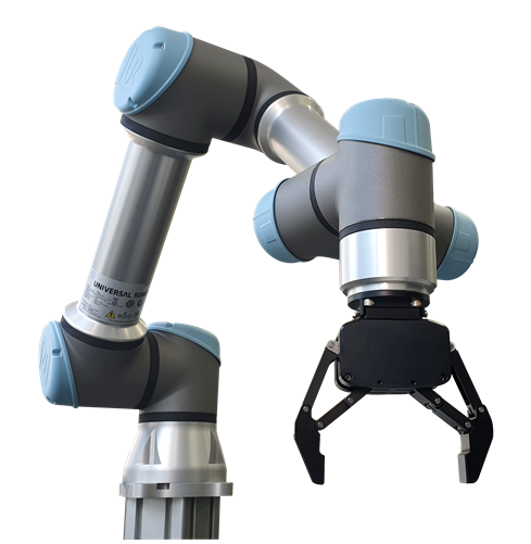 유니버셜로봇의 협동로봇 'UR5e'에 부착된 로토지트 전동그리퍼 '로보티즈핸드'(RH-P12-RN)/사진제공=로보티즈