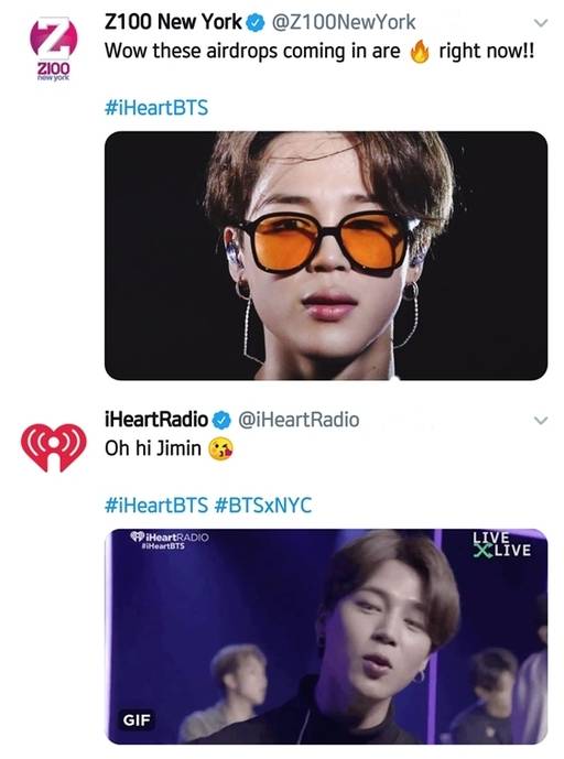 아이 하트 라디오와 'Z100 뉴욕' 트위터 공식 계정