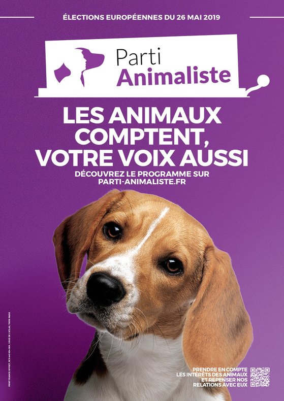 유럽의회 선거에 출사표를 던진 프랑스 동물당(Parti Animaliste)의 선거 포스터. [Parti Animaliste 홈페이지]