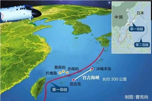 중국 항공모함 미야코해협 통과 경로 [협객도]