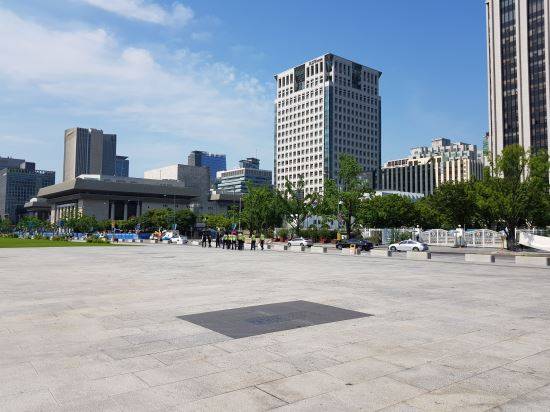 5일 우리공화당(구 대한애국당)의 몽골 텐트 설립 후보지인 광화문광장 북부 공터. 오주환 기자