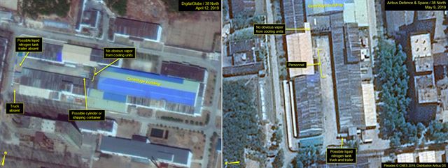 미국의 북한 전문매체 38노스가 6월 5일(현지시간) 공개한 북한 영변 핵시설의 우라늄농축공장 위성 사진. 연합뉴스