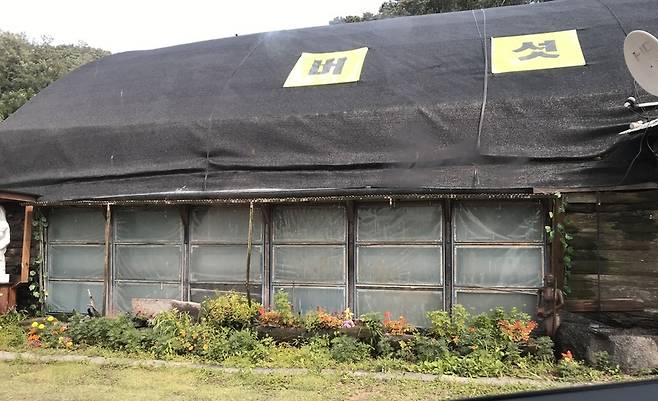 7월14일 찾은 경기도 고양 XX경매장의 외관은 버섯재배를 위한 비닐하우스처럼 보였다.