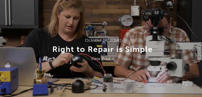 한편 미국에서는 소비자들이 제품을 더 쉽고 싸게 고칠 권리인 '수리할 권리(Right to Repair)'를 주장하는 사람이 늘고 있다./사진=repair.org 홈페이지