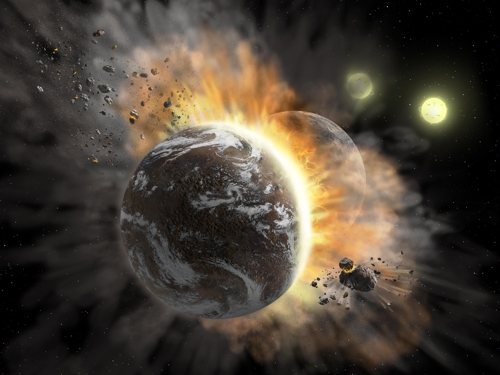 쌍성계 BD +20 307의 행성 간 충돌 상상도 [NASA/SOFIA/L.쿡 제공]