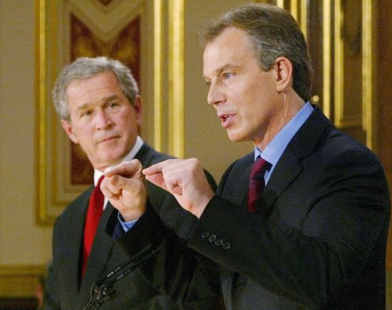 조지 부시 전 미국 대통령(왼쪽)과 토니 블레어 전 영국 총리. 사진=국민일보DB