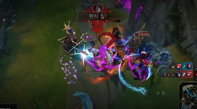 박재혁의 카이사가 허수의 조이를 잡아내고 펜타킬을 달성한 순간(사진=생중계 화면 캡처).