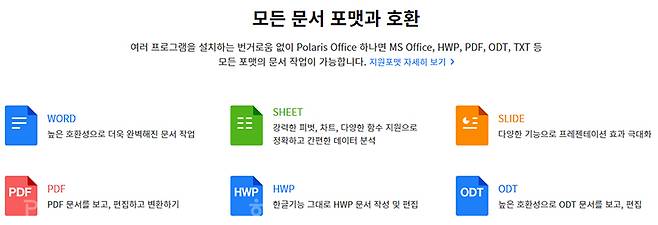 폴라리스 오피스의 호환 문서 목록