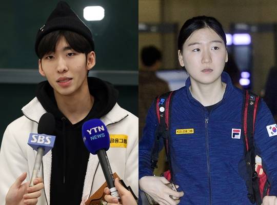 쇼트트랙 국가대표 임효준(왼쪽 사진)과 노도희. 뉴시스