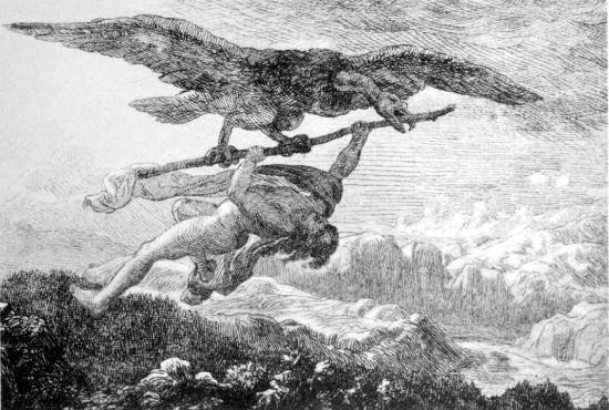 로키를 지팡이에 매달고 가는 티아지, Lorenz Frølich, 1906