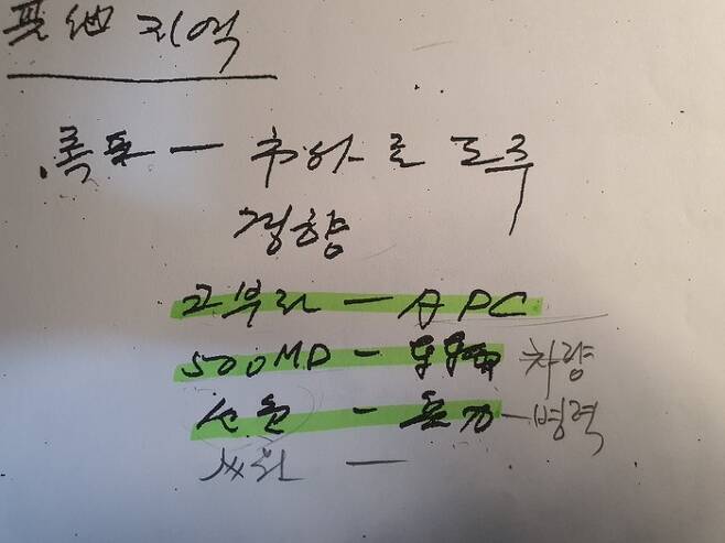 김기석 부사령관의 또 다른 메모 5월24일치에도 무장헬기와 관련된 내용이 적혀 있다.