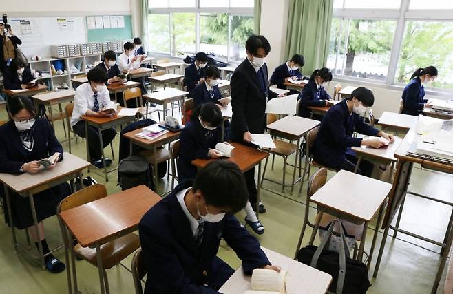 일본 돗토리현 고료 고등학교의 한 교실 모습. /사진=로이터통신