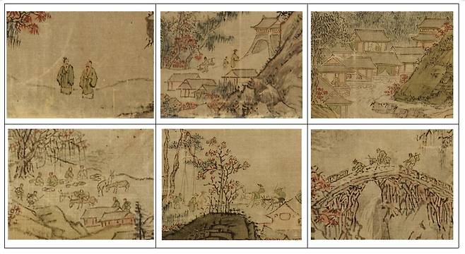 다양한 삶의 현장을 그린 ‘강산무진도’. 단순한 산수화가 아님을 알 수 있다. |국립중앙박물관 제공