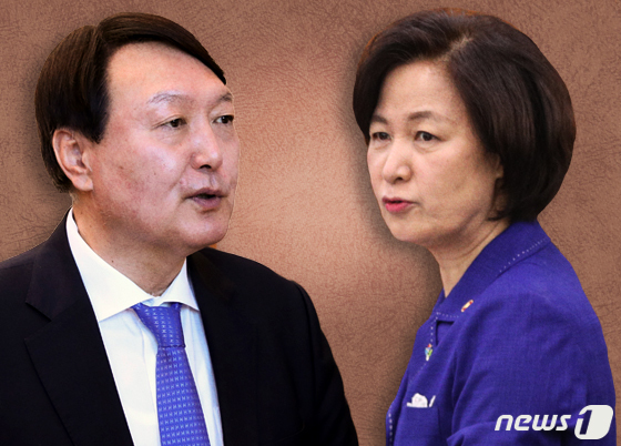 윤석열 검찰총장(왼쪽)과 추미애 법무부 장관. © News1 이지원 디자이너