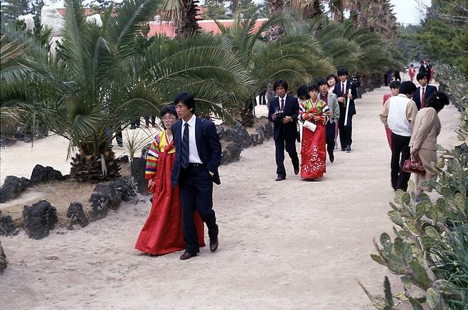 제주도의 신혼부부들. 1986년 제주 연합뉴스 자료사진