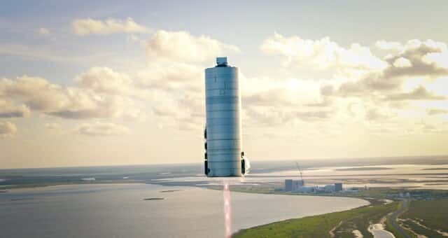 지난 주 미국 텍사스 주 보카치카에서 발사된 차세대 우주선 스타십 시제품의 모습. 스페이스X는 사진에서 보이는 경치좋은 바닷가를 리조트로 개발할 예정이다. (사진=일론머스크 트위터)