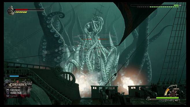 (거대한 위용을 자랑하는 크라켄의 모습)