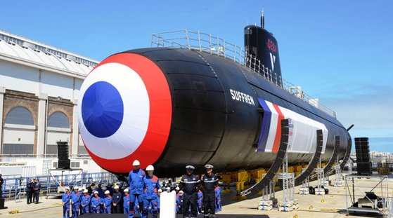 지난해 7월 12일 프랑스의 쉬프랑 핵추진 잠수함 진수식. [프랑스 국방부]