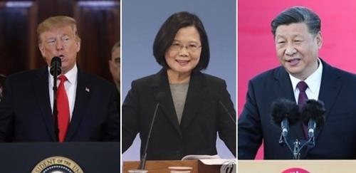 트럼프 대통령(왼쪽), 차이잉원 총통(가운데), 시진핑 주석(오른쪽) [AP·EPA=연합뉴스]