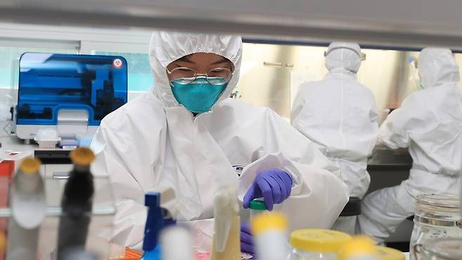 대전보건환경연구원 연구원이 코로나19 검체를 검사하고 있다. 대전시 제공