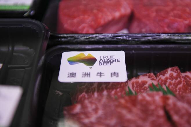 중국에 수출된 호주산 소고기/사진=AFP